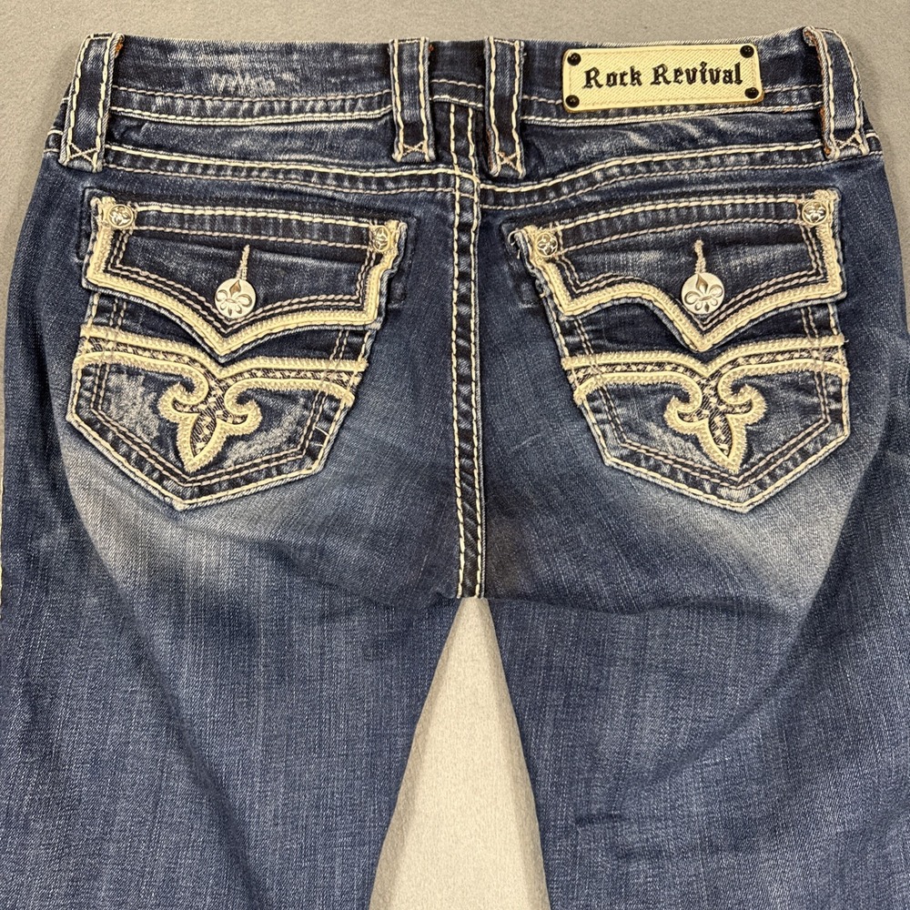 Rock Revival Kayla Skinny Jeans Womens 27 Embellished Embroidered WHISKERING